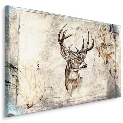 Schilderij - Vintage Hert , Wanddecoratie , Premium print