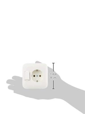 Busch-Jaeger combinatie wandcontactdoos 1-voudig met randaarde en wisselschakelaar inbouw wit