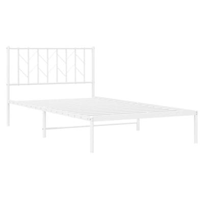 Bedframe met hoofdbord metaal wit 107x203 cm