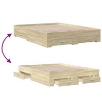 Bedframe met lades bewerkt hout sonoma eikenkleurig 150x200 cm - thumbnail