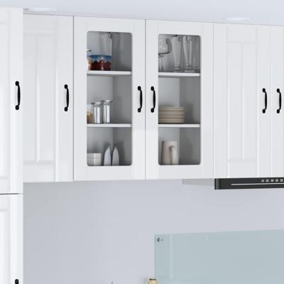 Keukenkast 2 pcs Hoogglans wit 40 x 31 x 80 cm Bewerkt hout