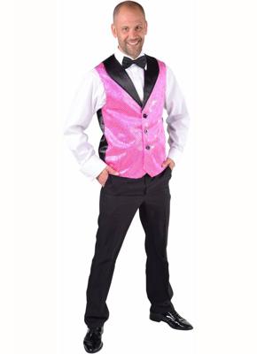 Roze Gilet pailletten heren