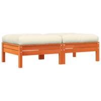 Tuinvoetenbanken met kussens 2 st massief grenenhout wasbruin - thumbnail