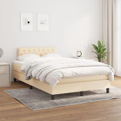 Boxspring met matras stof crèmekleurig 120x200 cm
