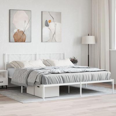 Bedframe met hoofdbord metaal wit 183x213 cm Bedframe met hoofdbord metaal wit 183x213 cm