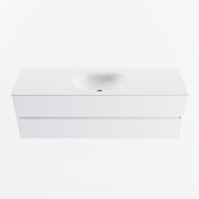 MONDIAZ VICA 150cm badmeubel onderkast Talc 2 lades. Wastafel MOON midden 1 kraangat, kleur Talc.
