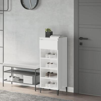 Schoenenrek 40x36x105 cm bewerkt hout hoogglans wit