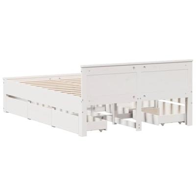 Bedframe zonder matras met hoofdbord grenenhout wit 140x200 cm