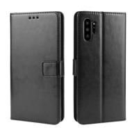 Retro Crazy Horse textuur horizontale Flip lederen case voor Galaxy Note10 Pro met houder & kaartsleuven & fotolijstjes (zwart) - thumbnail