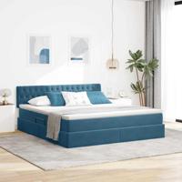 Opbergbed met LED met matras Donkerblauw 180 x 200 cm Fluweel - thumbnail