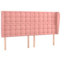 Hoofdbord met randen 203x23x118/128 cm fluweel roze - thumbnail