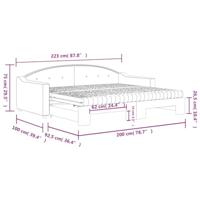 Slaapbank met onderschuifbed en matrassen 90x200 cm stof taupe - thumbnail