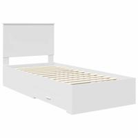 Bedframe met hoofdeinde met lade Wit 90 x 190 cm Bewerkt hout - thumbnail