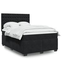 Boxspring met matras fluweel zwart 160x200 cm - thumbnail