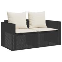 5-delige Tuinbankstel met kussens stapelbaar poly rattan zwart - thumbnail