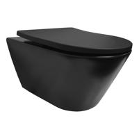 Wiesbaden Stereo rimless wandcloset met Shade toiletzitting mat zwart - thumbnail