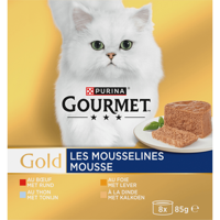 Gourmet Gold 8-Pack Mousse Tonijn, Lever, Kalkoen & Rund - 8x85 gram - thumbnail