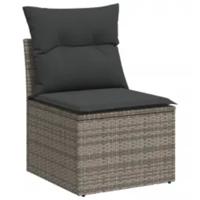 8-delige Loungeset met kussens poly rattan grijs - thumbnail