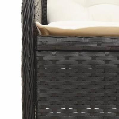 4-delige Loungeset met kussens poly rattan zwart 4-delige Loungeset met kussens poly rattan zwart