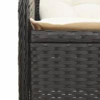 4-delige Loungeset met kussens poly rattan zwart - thumbnail