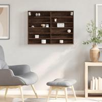 Vitrinekast 80x8,5x58 cm bewerkt hout bruin eikenkleurig - thumbnail
