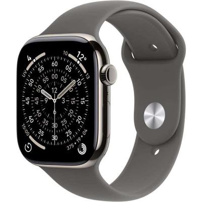 Apple Watch Series 11 GPS + Cellular - 46 mm - Natuurlijke titanium kast - Steengrijze sportband - M/L