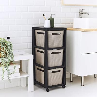 Rotho Tower Brisen Design ladekast 3x16L met Wielen Cappuccino