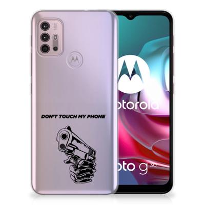 Motorola Moto G30 | G10 Silicone-hoesje Gun Don't Touch My Phone Motorola Moto G30 | G10 Silicone-hoesje Gun Don't Touch My Phone