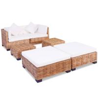 Loungeset natuurlijk rattan 16-delig - thumbnail
