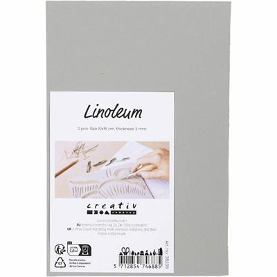 Creativ Company Linoleum, afm 10x15 cm, dikte 3 mm, grijs, 2 stuk/ 1 doos