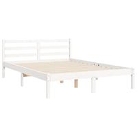 Bedframe met hoofdbord massief hout wit - thumbnail