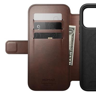 Nomad Horween lederen folio iPhone 17 Pro Max - Rustic Brown Nomad Horween lederen folio iPhone 17 Pro Max - Rustic Brown