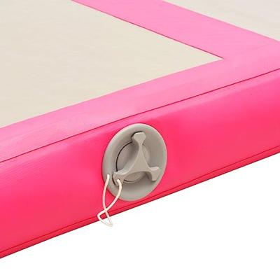Gymnastiekmat met pomp opblaasbaar 500x100x10 cm PVC roze
