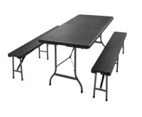 Biertafelset 3 delig inklapbaar Kunststof Zwart 180cm - thumbnail