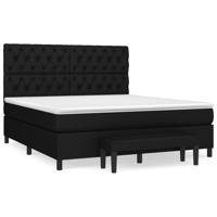 Boxspring met matras stof zwart 160x200 cm - thumbnail