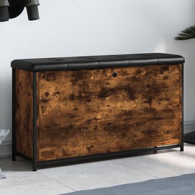 Schoenenbankje met klaplade 102x32x56 cm gerookt eikenkleurig Schoenenbankje met klaplade 102x32x56 cm gerookt eikenkleurig