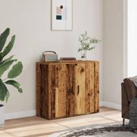 Dressoir 80x33x70 cm bewerkt hout oud houtkleurig - thumbnail