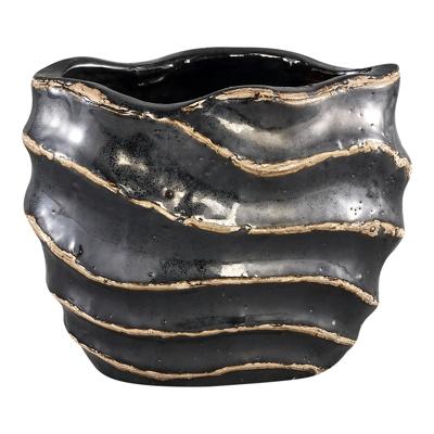 Matz Grey ceramic wave pot oval S Matz Grey ceramic wave pot oval S