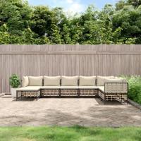 8-delige Loungeset met kussens poly rattan antracietkleurig - thumbnail