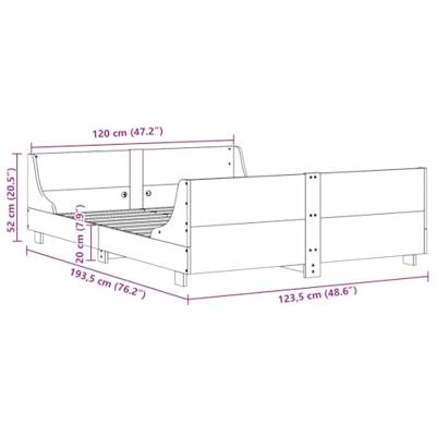 Bedframe zonder matras massief grenenhout wasbruin 120x190 cm