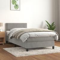 Boxspring met matras fluweel lichtgrijs 90x200 cm - thumbnail