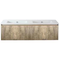 Frozen 3D Badmeubelset 140 cm - Greeplijst in Kleur - French Oak - Keramische Wastafel Wit Zonder Kraangat - thumbnail