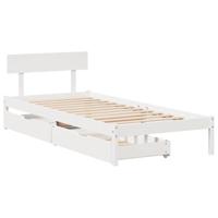 Bedframe zonder matras massief grenenhout wit 90x200 cm - thumbnail