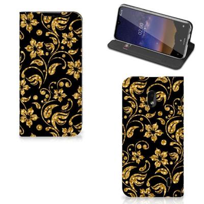 Nokia 2.2 Smart Cover Gouden Bloemen Nokia 2.2 Smart Cover Gouden Bloemen