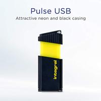 Integral Pulse USB 2.0 stick, 64 GB, zwart/geel - thumbnail