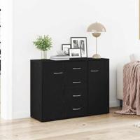 Dressoir 88x30x64 cm bewerkt hout zwart eikenkleurig - thumbnail