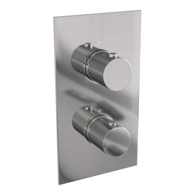 Chrome Carving thermostatische inbouw regendouche 3-weg omstelling SET 29, met 20 cm douchekop, plafondarm, staaf handdouche, doucheslang en wandaansluitbocht chroom Chrome Carving thermostatische inbouw regendouche 3-weg omstelling SET 29, met 20 cm douchekop, plafondarm, staaf handdouche, doucheslang en wandaansluitbocht chroom