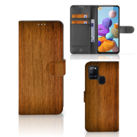Samsung Galaxy A21s | Book Style Case | Donker Hout - thumbnail