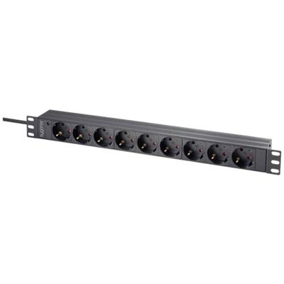 Sygonix SY-5799004 Stekkerdoos 19 inch 9-voudig Zwart Randaarde stekker 1 stuk(s)