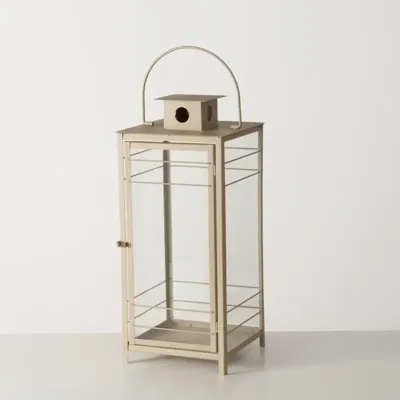 Boltze Home lantaarn ijzer bregenz 35x35x80cm beige